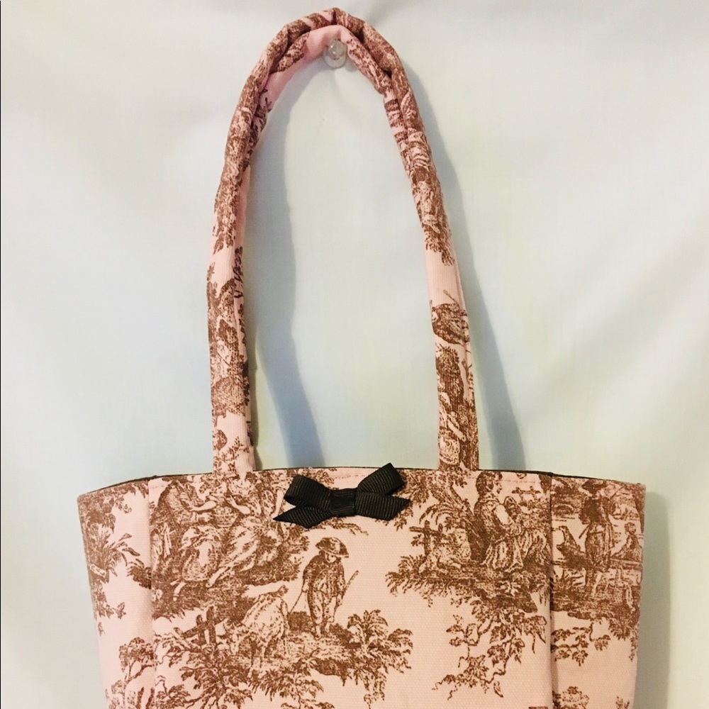 Children’s Small Pink French Country Toile Purse Handbag Tote Handmade
